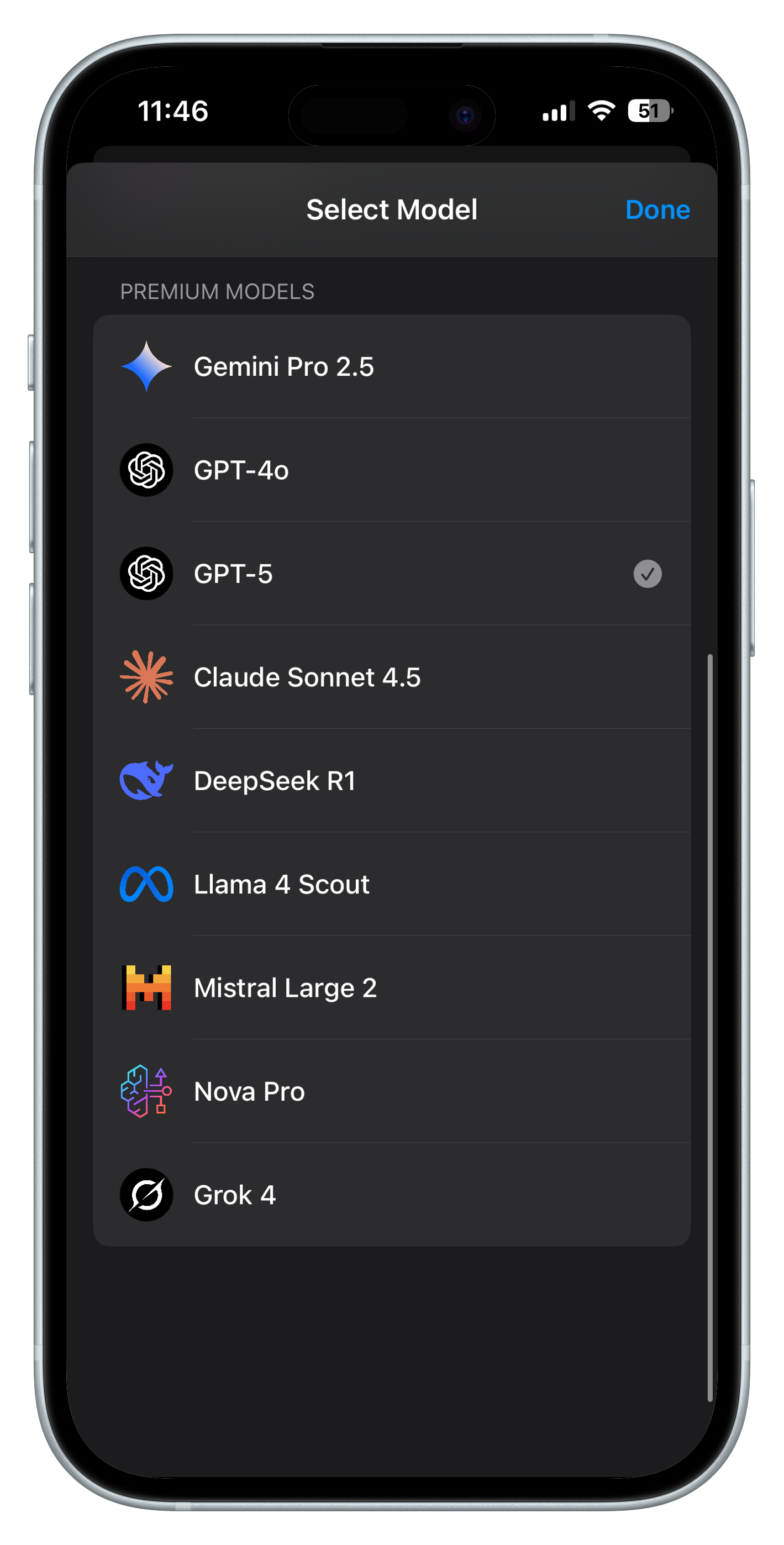 Select from 9+ Premium AI Models